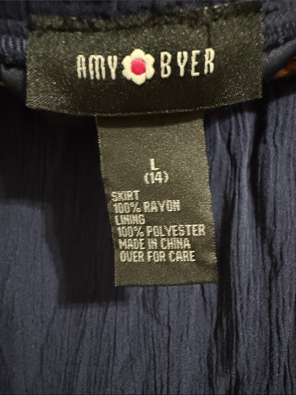 Amy Byer Ruffle Front Maxi Skirt Girls Large 14 NWT Navy Blue Braided Tan Belt - Picture 8 of 8